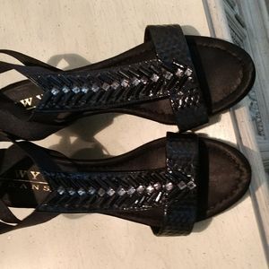 Black embellished wedge